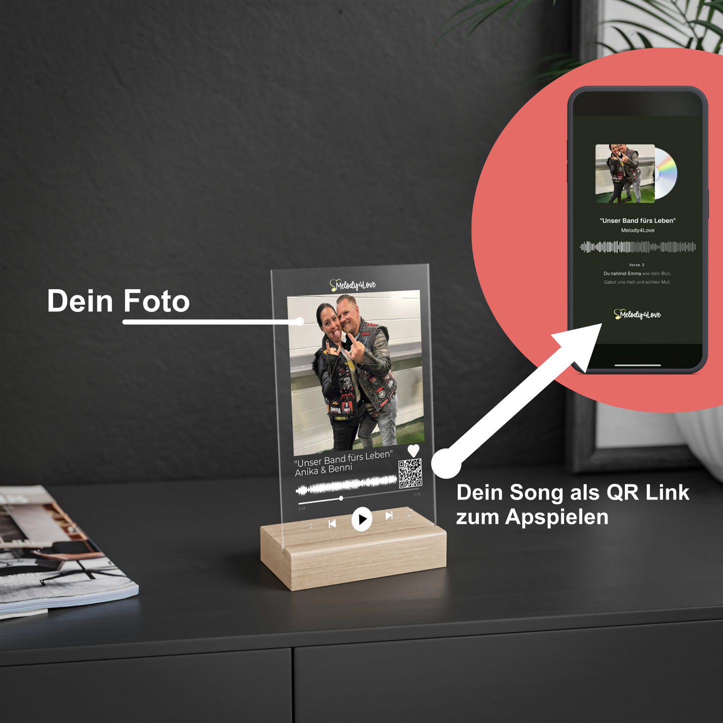 dein foto als song + acryl-display (gratis)